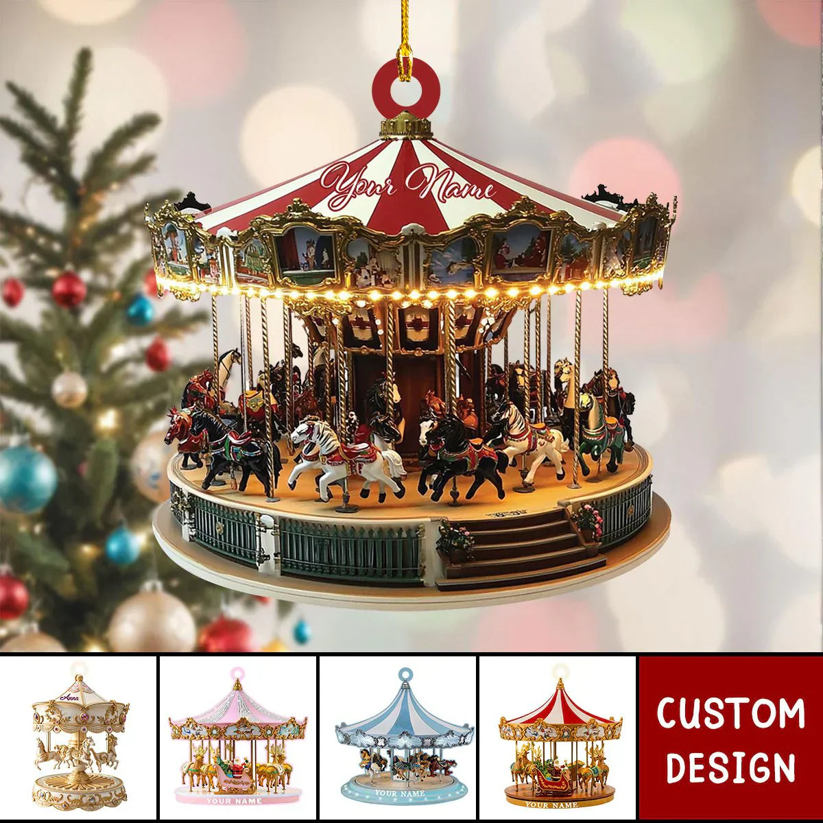 2024 New Release Personalized Carousel Christmas Ornament