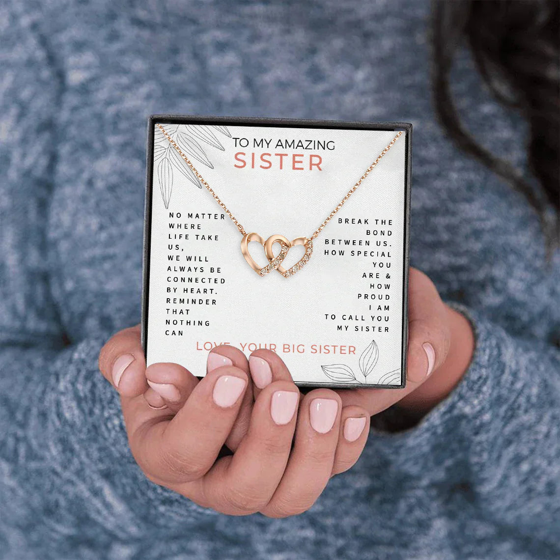 To My Sister-Heart&amp;Heart Necklace