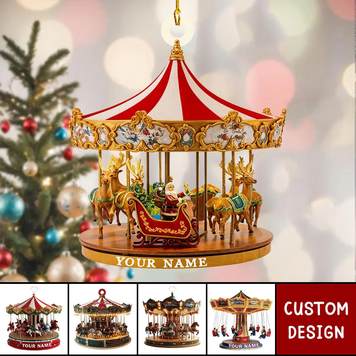 2024 New Release Personalized Carousel Christmas Ornament