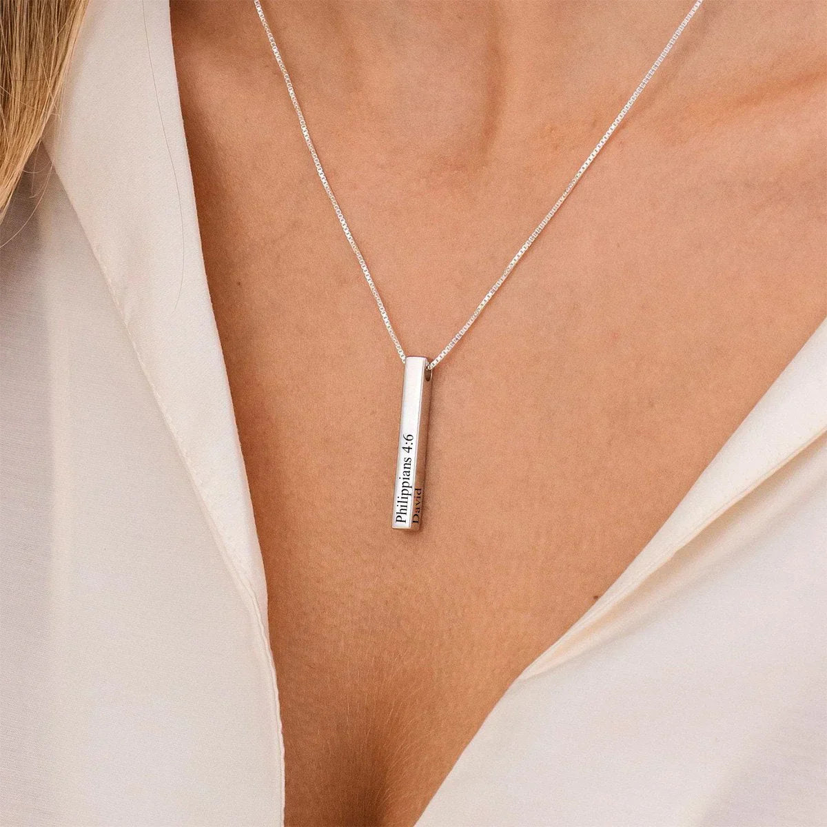 Personalized Vertical Bar Necklace
