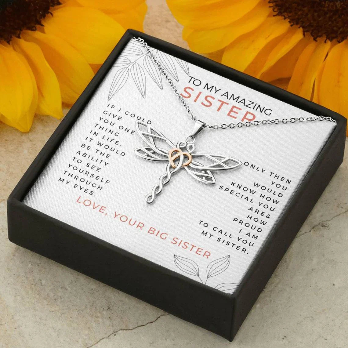 To My Sister-Dragonfly Necklace