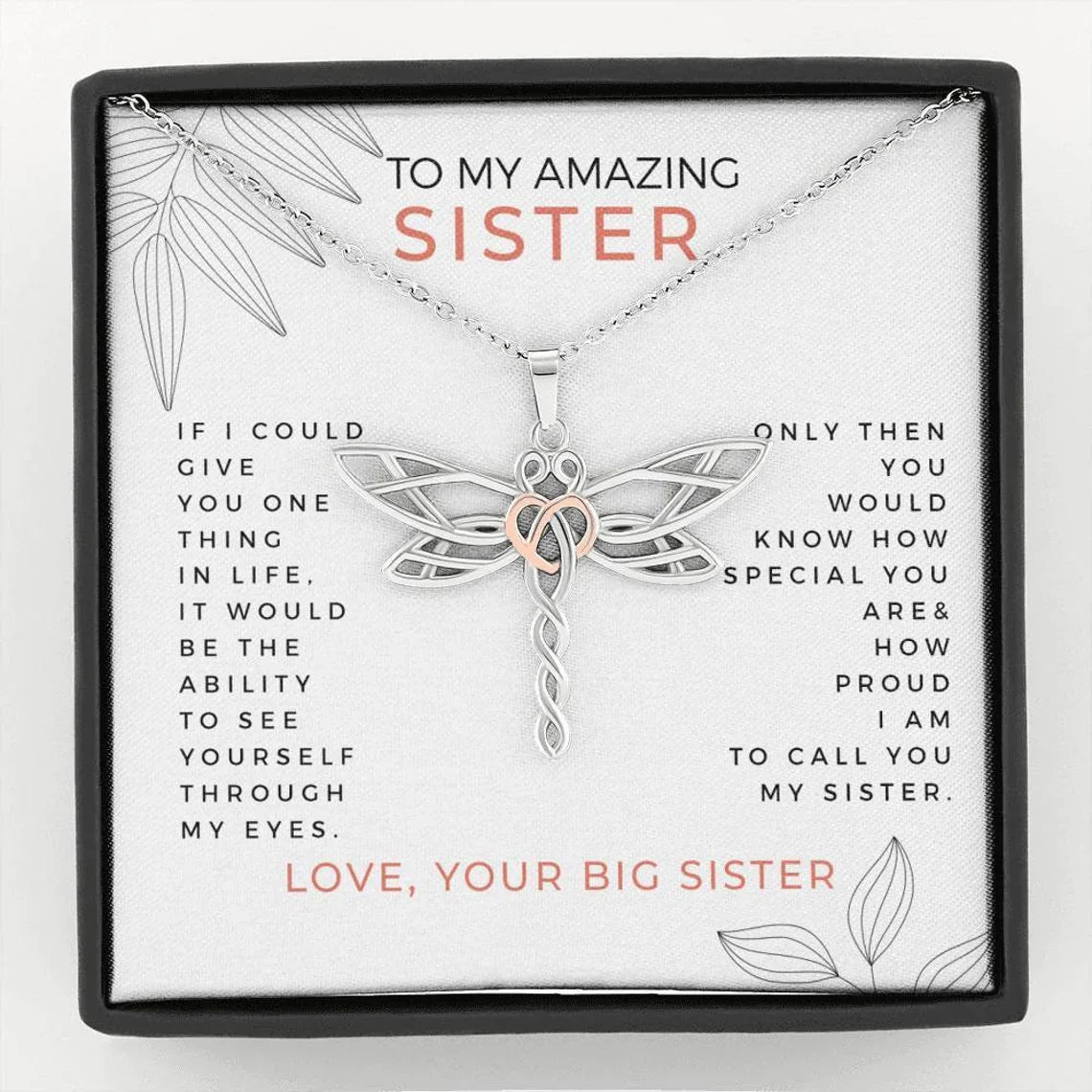 To My Sister-Dragonfly Necklace